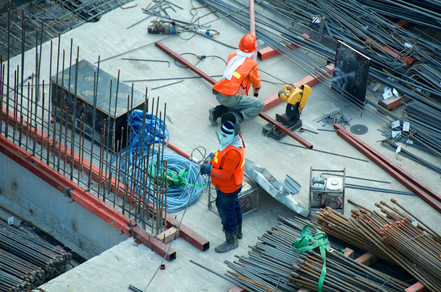 Building professionals coordinating construction works